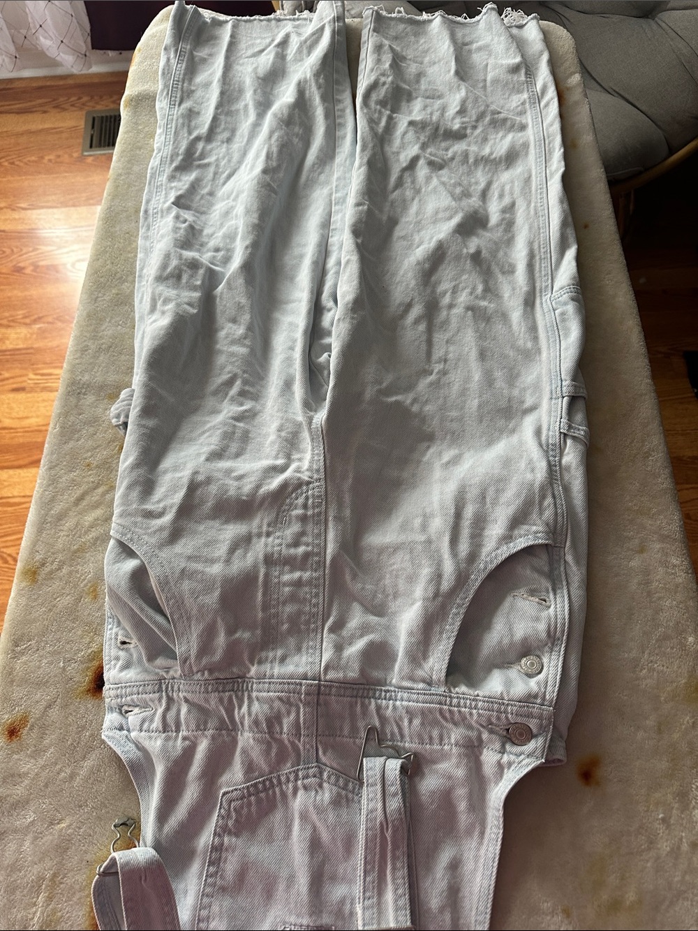 Levi's Light Gray Denim Bib Overalls - Picture 3 of 7